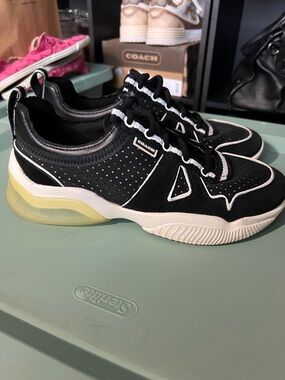 Coach Black and White Chunky Perforated Trainer Sneakers